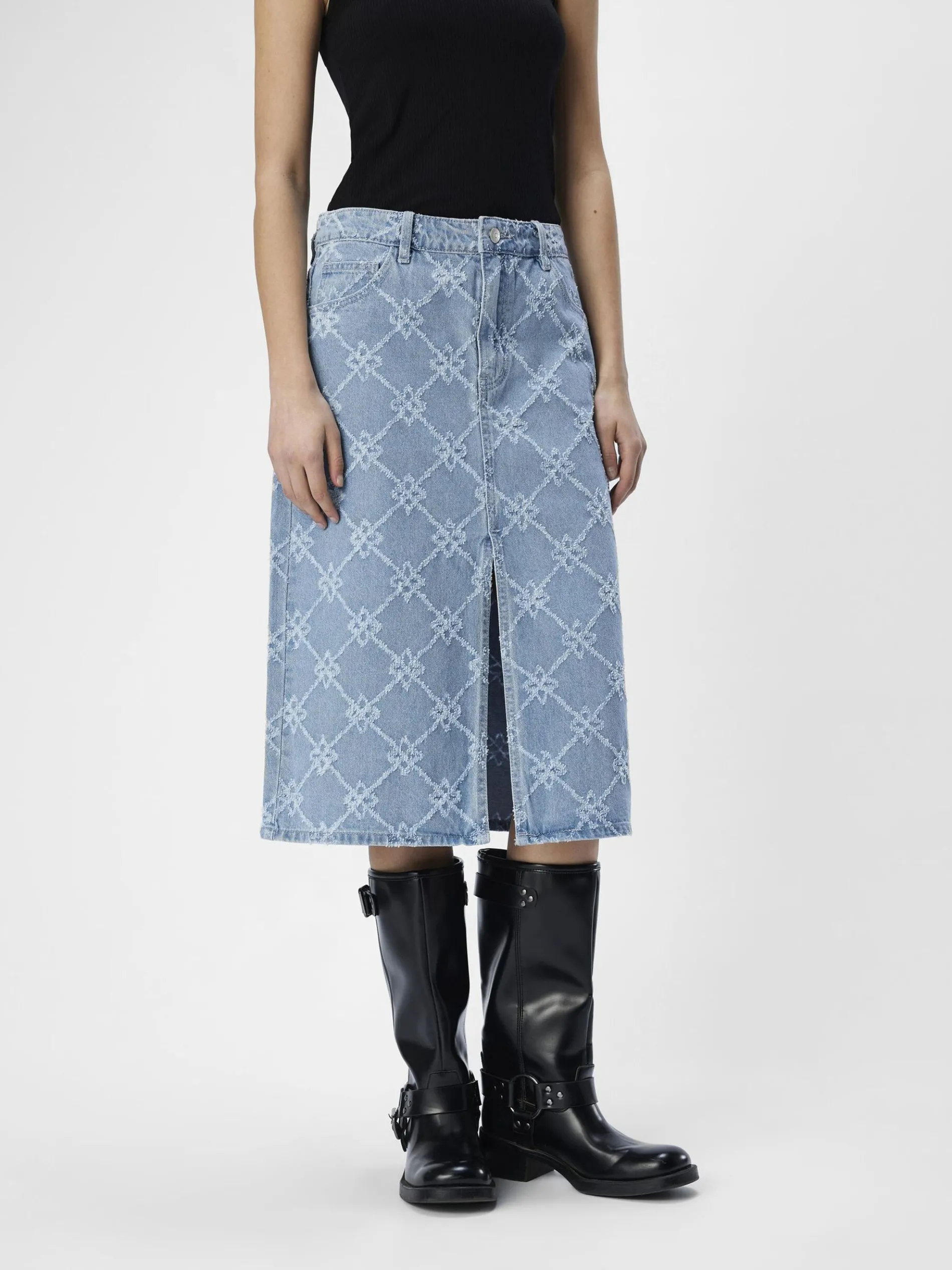 DENIM MIDDELLANGE ROK