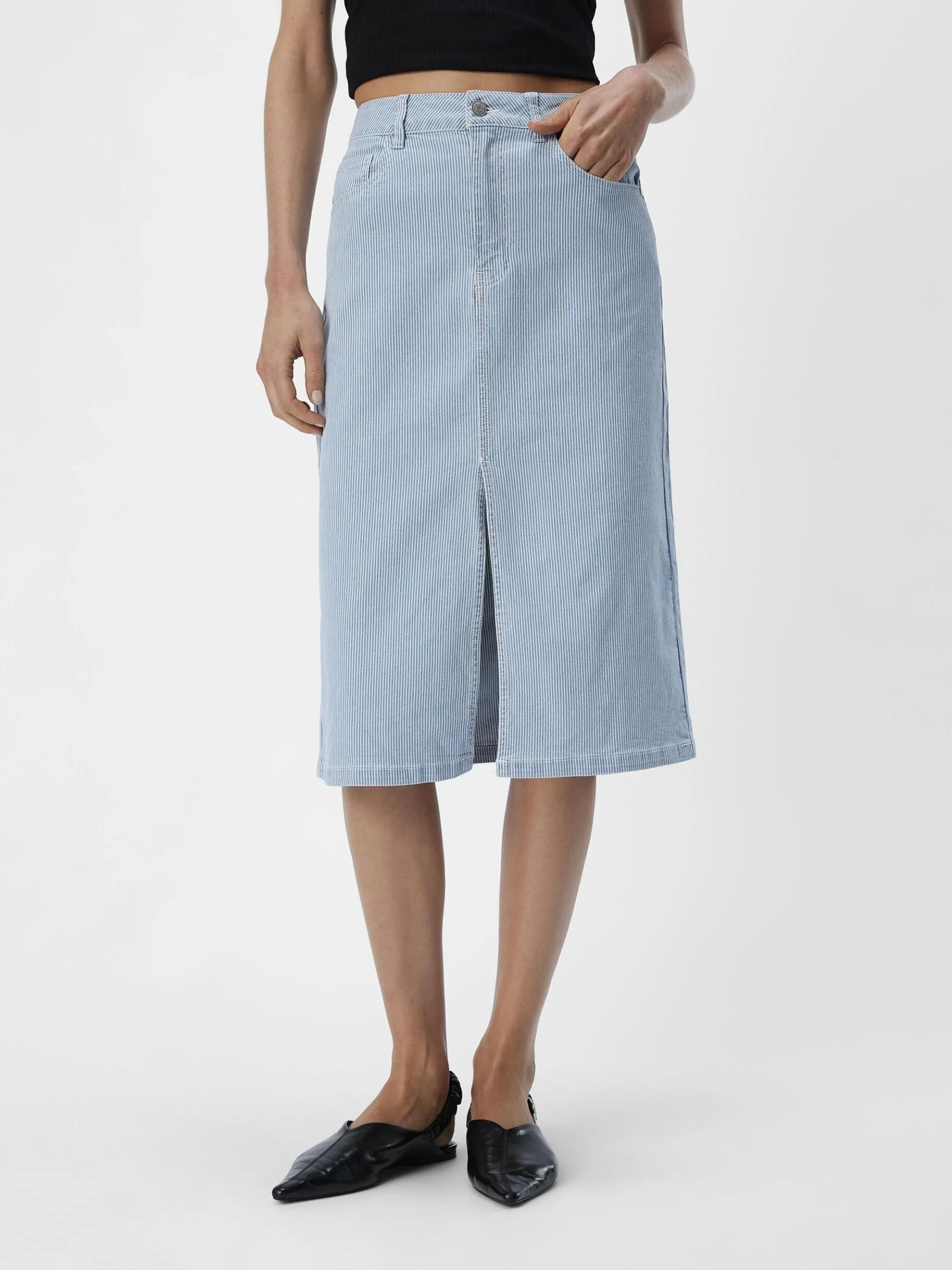 DENIM MIDDELLANGE ROK