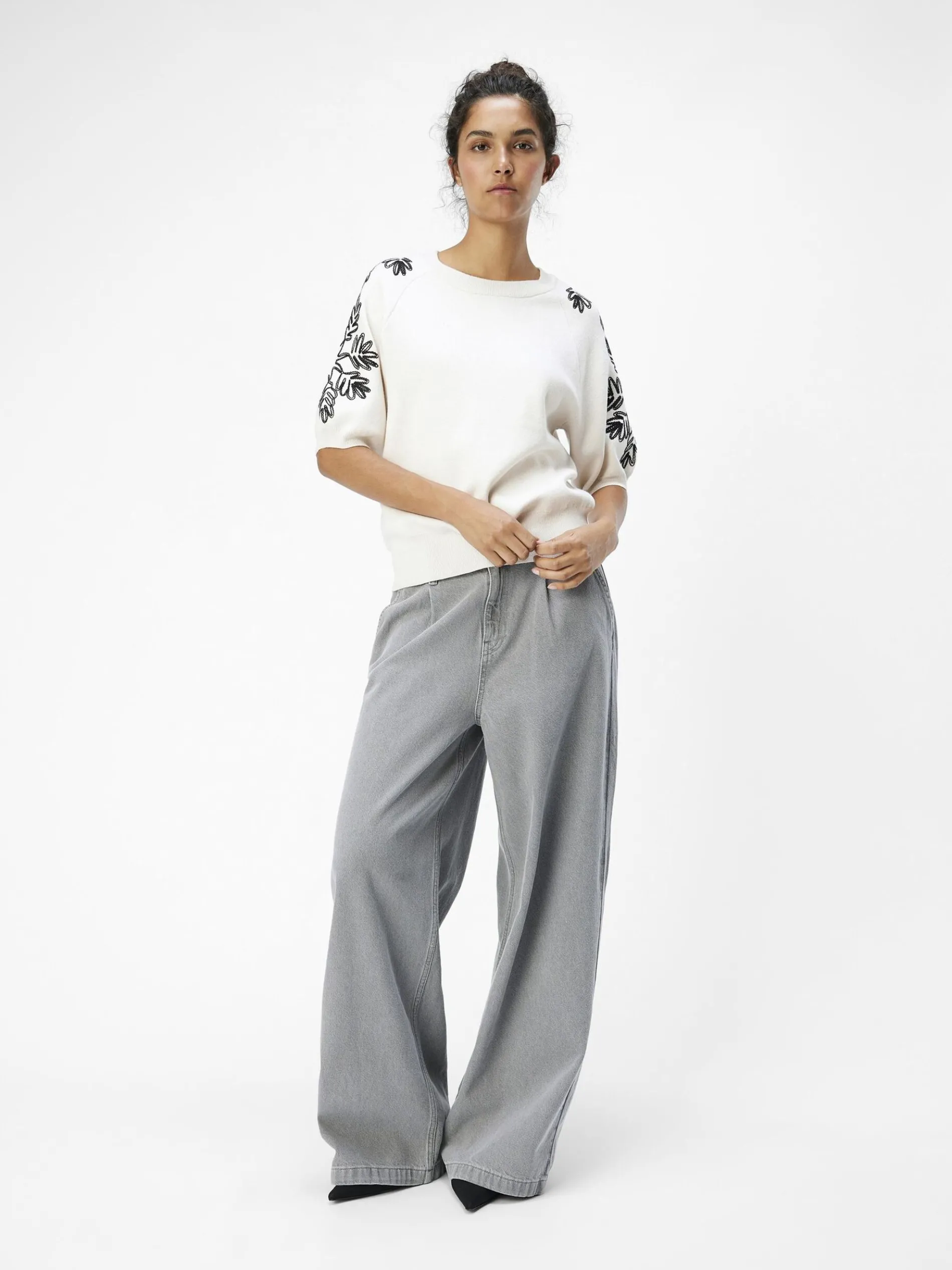 GEBORDUURD GEBREIDE TOP