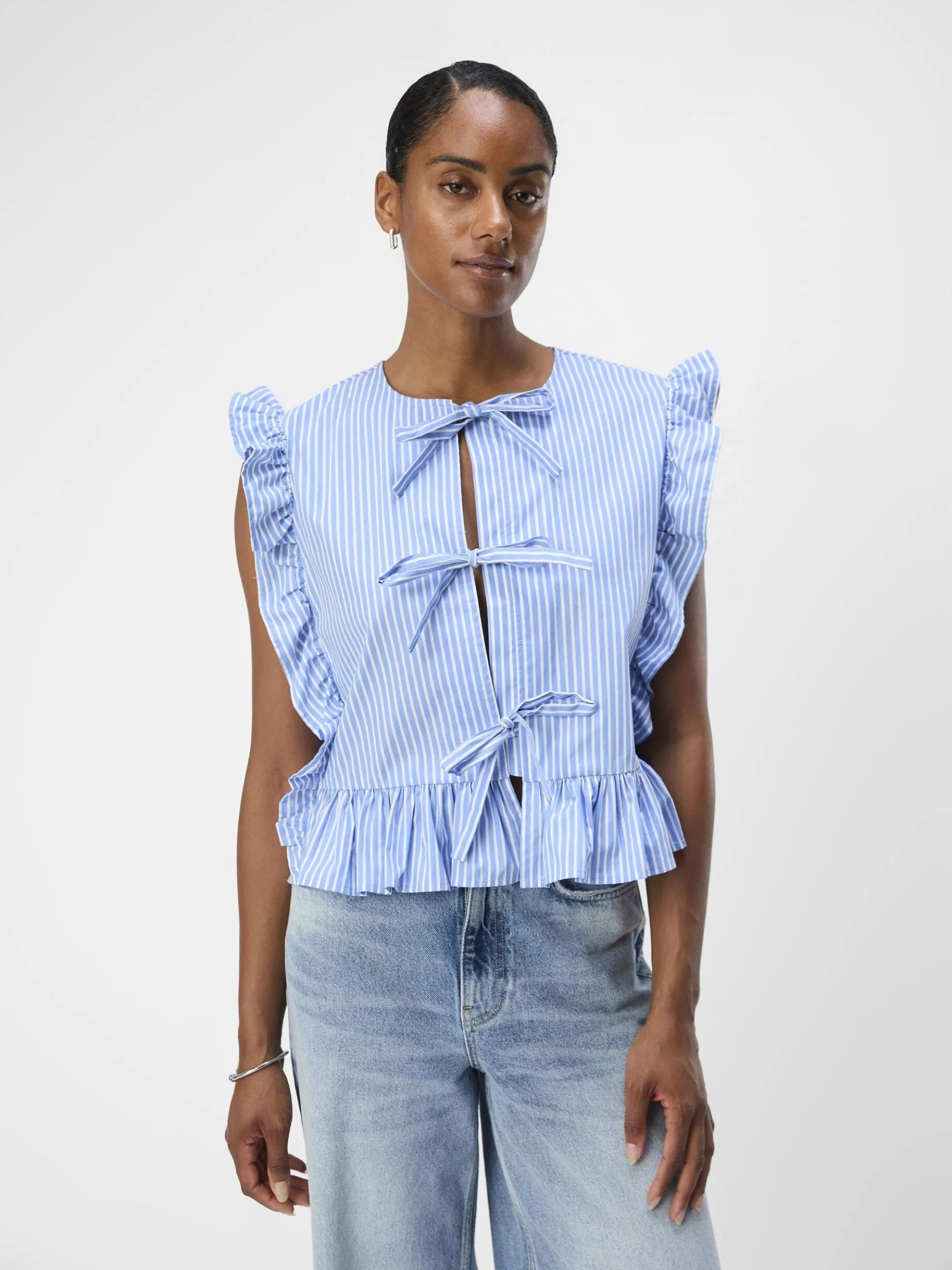 GESTREEPT MOUWLOZE TOP