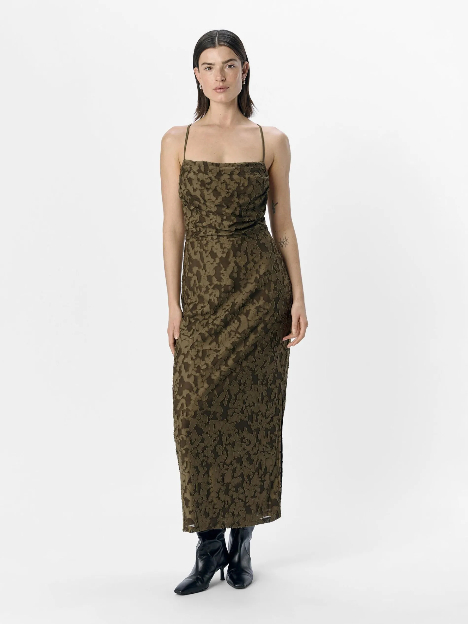 GETEXTUREERD MAXI JURK