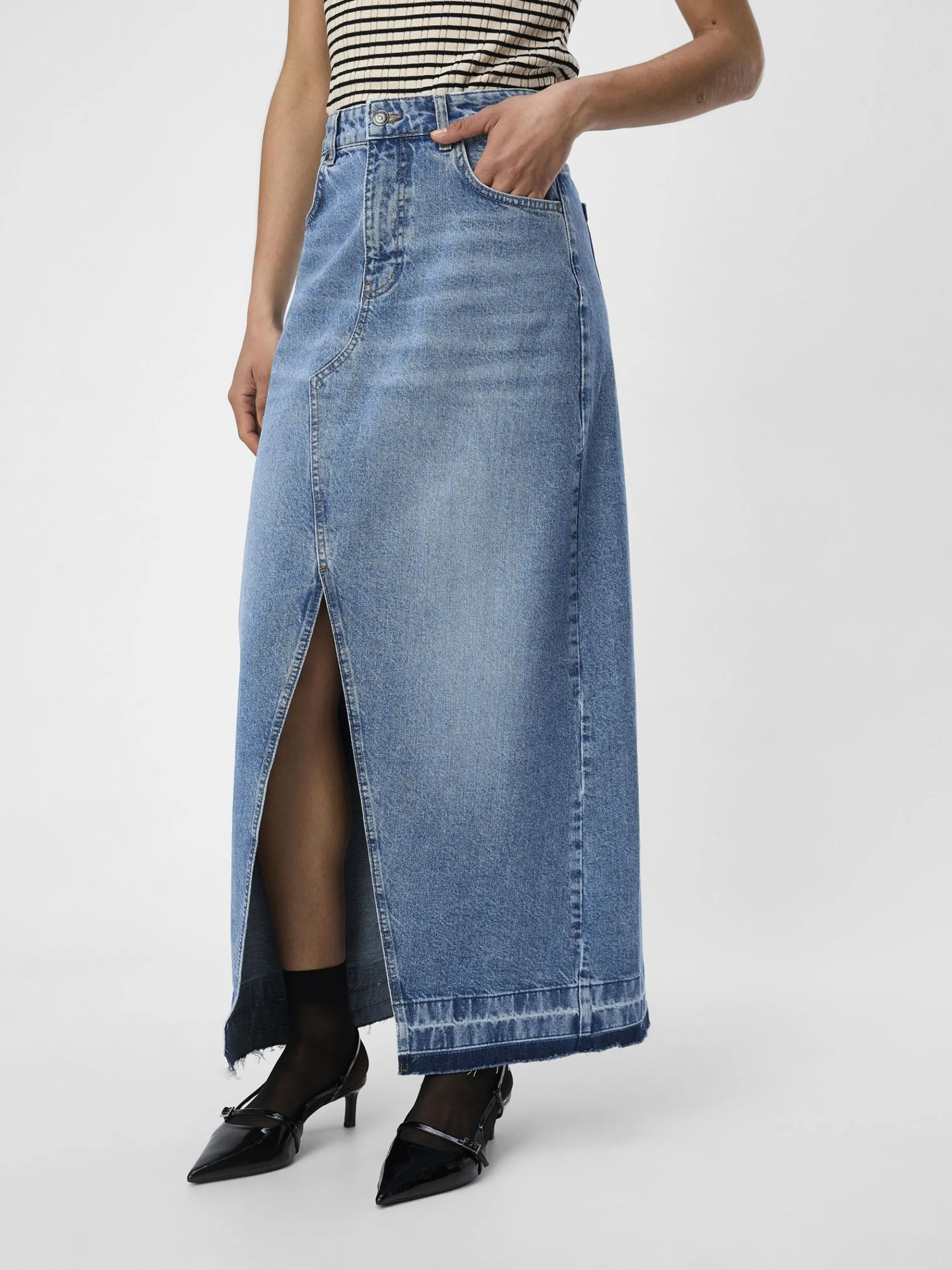 HIGH-WAIST DENIM ROK