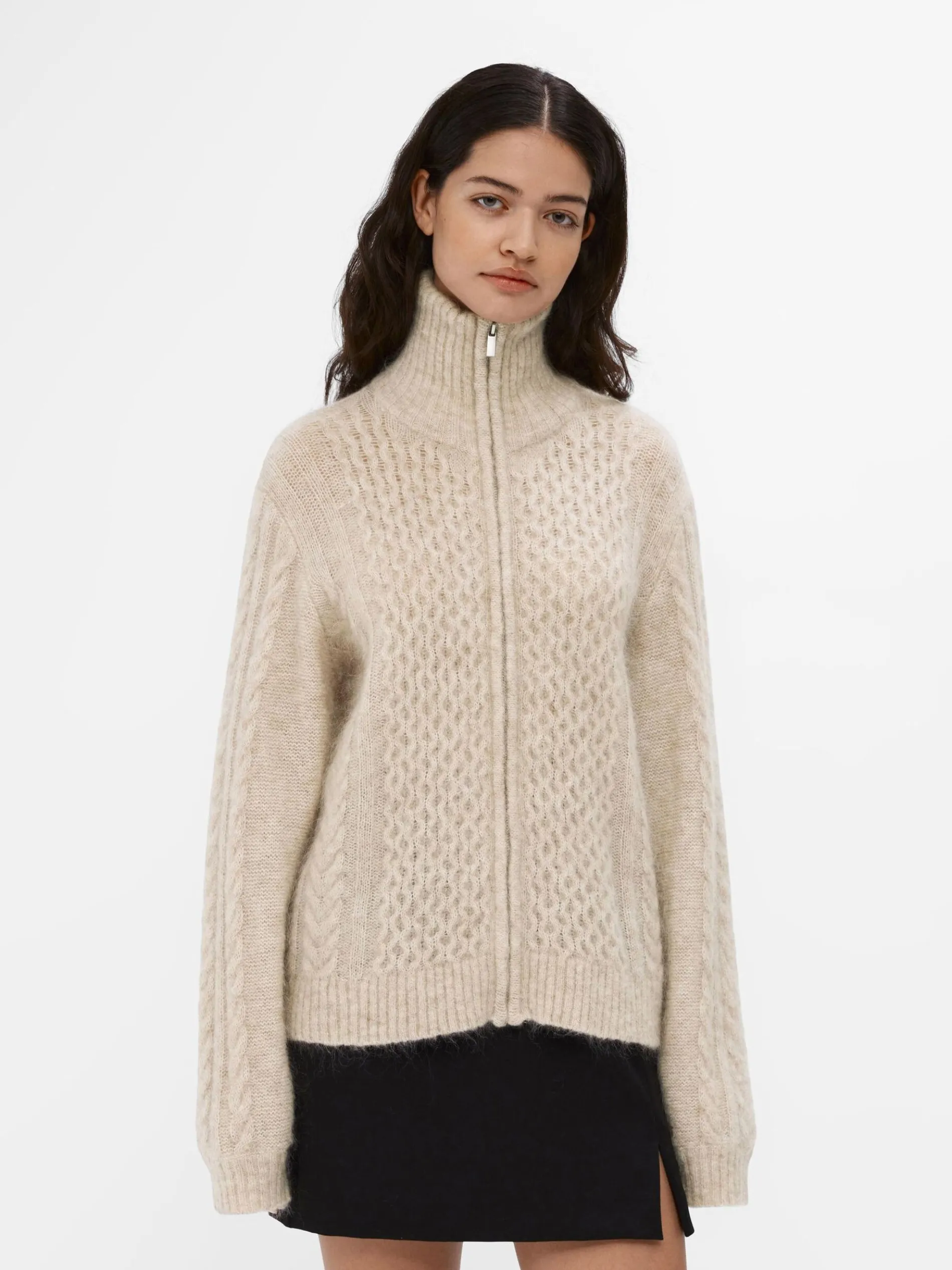 HOGE HALS GEBREID VEST