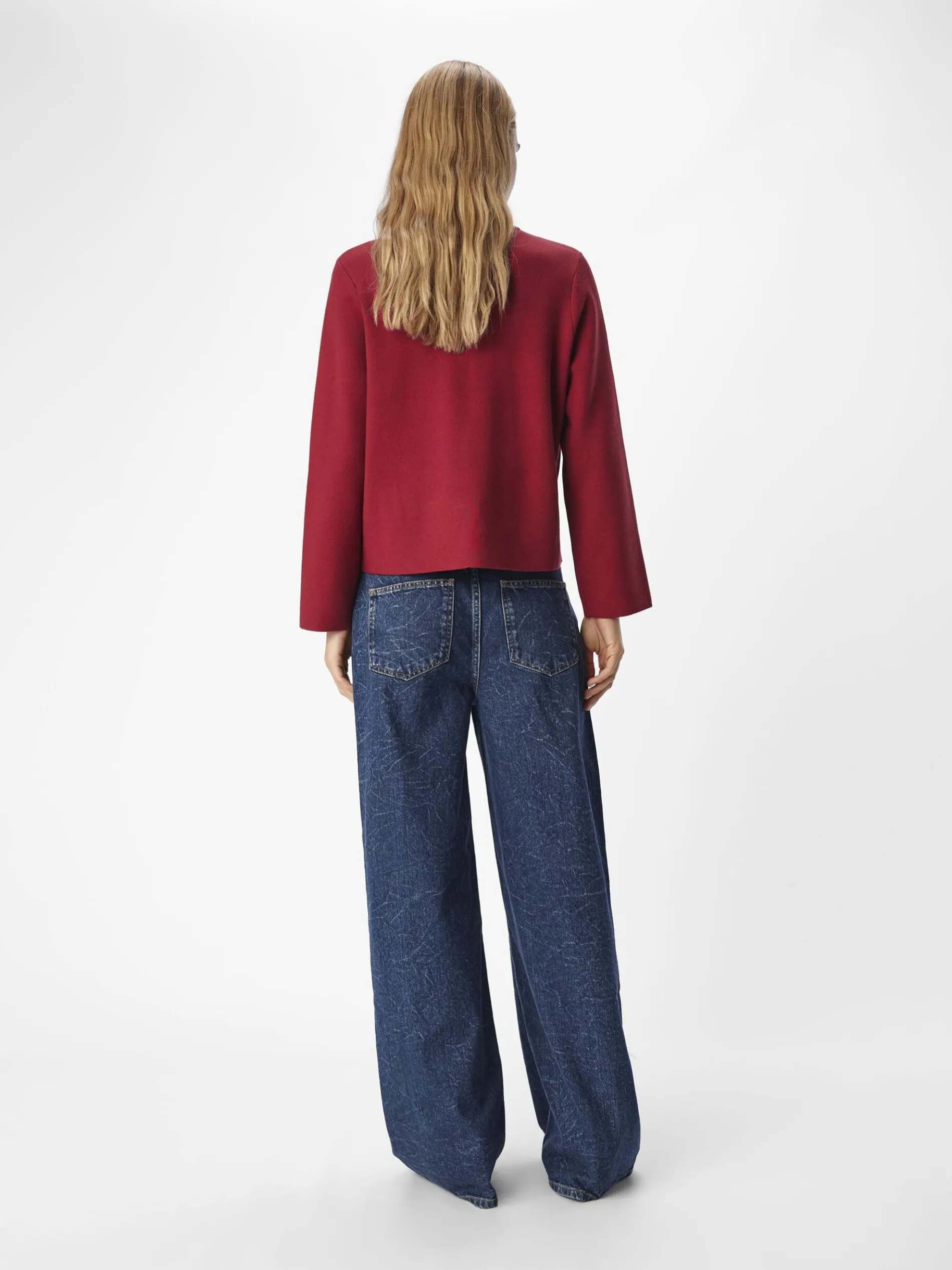 LANGE MOUWEN GEBREIDE TRUI