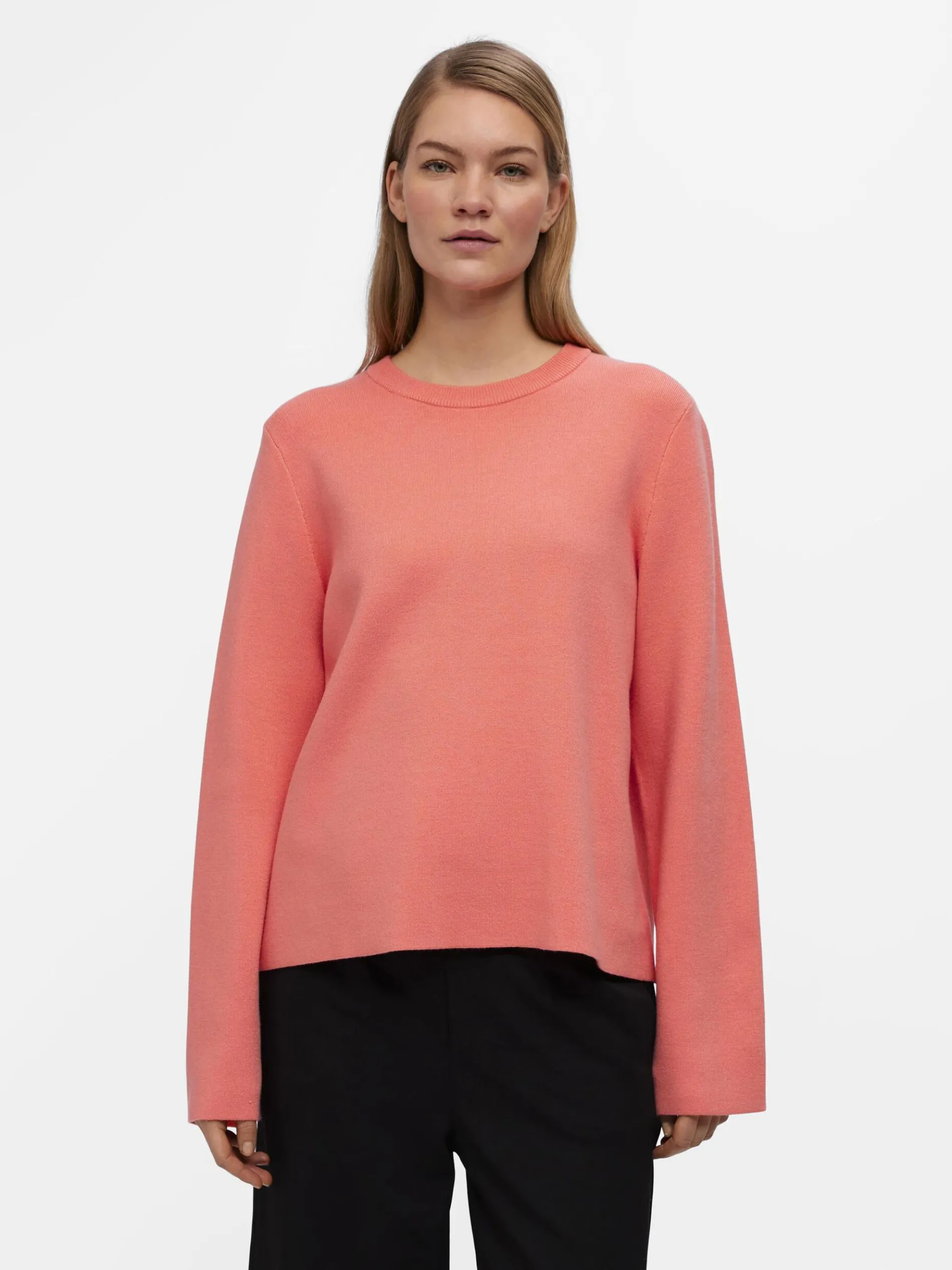 LANGE MOUWEN GEBREIDE TRUI