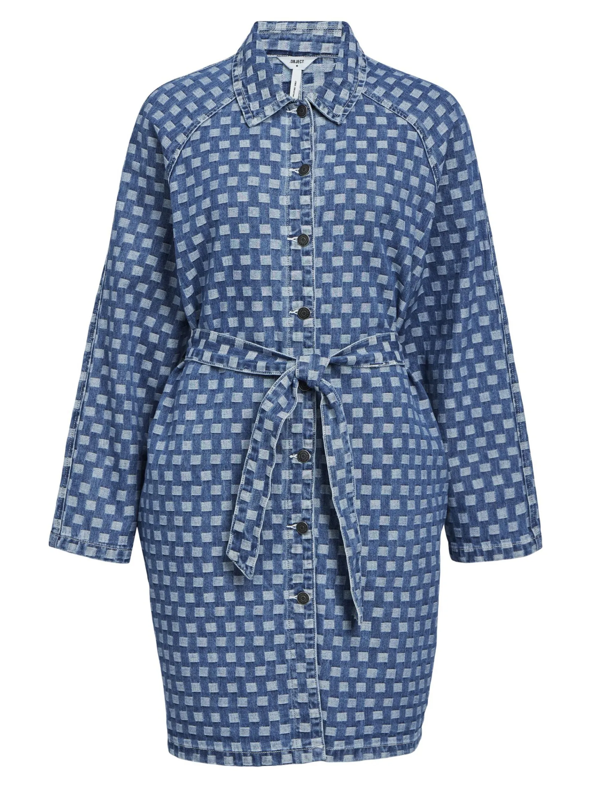 MET PATROON DENIM JURK