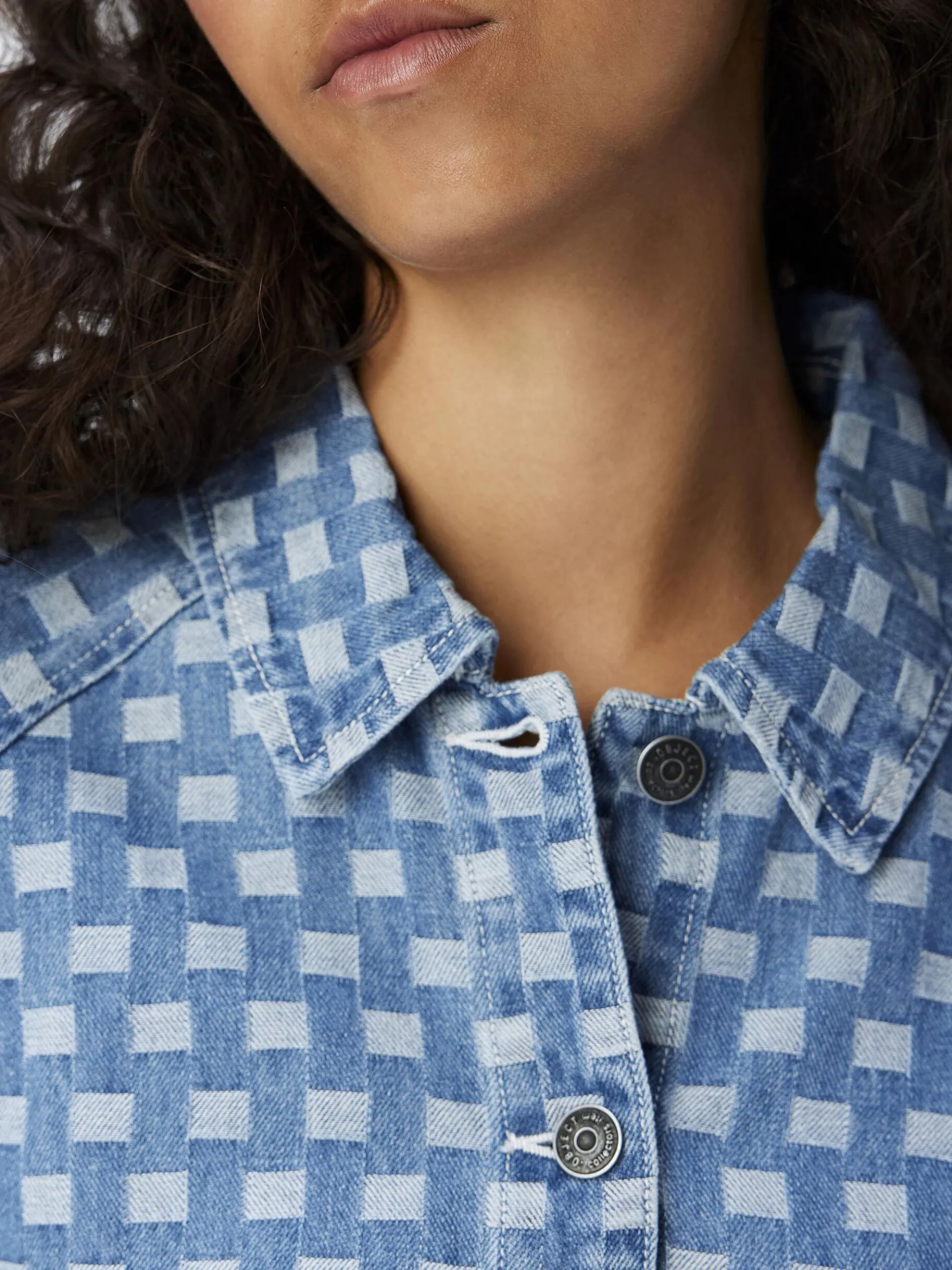 MET PATROON DENIM JURK